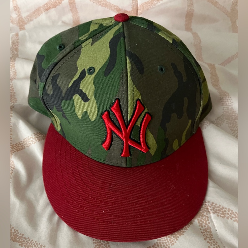 New York SnapBack! Camo design with red NY abbreviation OSFA